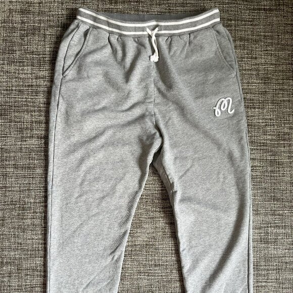 $154 Malbon Golf Script Unisex Heather Grey Sweatpants XL XXL Casual Joggers - Picture 1 of 8